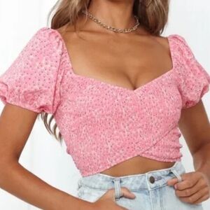 Hello Molly Smocked Pink Floral Top